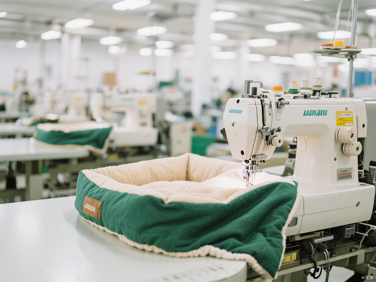 Pet bed cover sewing line inside the Yiwu factory
